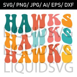 Hawks svg Hawks Wavy Stacked Svg Hawks Mascot Svg Team Mascot Svg School Spirit svg Hawks File Silhouette Team Masco987
