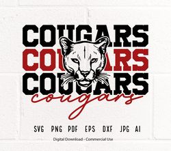 Cougars SVG PNG, Cougars Face svg, Cougars Mascot svg, Cougars Shirt svg, Cougars Cheer svg, Cougars Vibes svg, Scho22