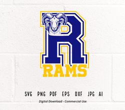 Rams SVG PNG, Rams Face svg, R Rams svg, Rams Mascot svg, Rams Cheer svg, Rams Vibes svg, School Spirit svg, Rams Si5