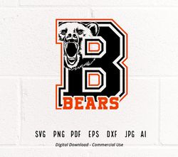 Bears SVG PNG, Bears Face svg, B Bears svg, Bears Mascot svg, Bears Cheer svg, Bears Vibes, School Spirit, Bears Spi36