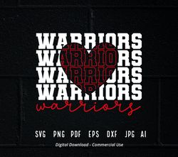 Stacked Warriors SVG, Warriors Mascot svg, Warriors svg, Warriors School Team svg, Warriors Cheer svg, School Spirii40