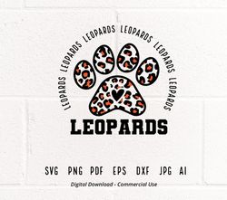 Leopards SVG PNG, Leopards Paw svg, Leopards Mascot svg, Leopards Cheer svg, Leopards Vibes svg, School Spirit svg,i112