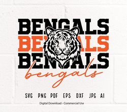 Bengals SVG PNG, Bengals Face svg, Bengals Mascot svg, Bengals Shirt svg, Bengals Cheer svg, Bengals Vibes svg, Schi125