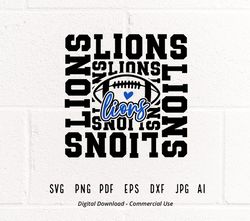 Lions Football SVG PNG, Lions Mascot svg, Lions Cheer svg, Lions Shirt svg, Lions svg, School Spirit svg, Lions Momi143