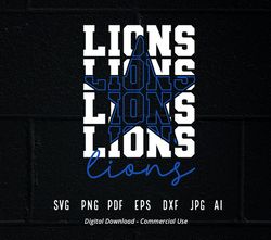 Stacked Lions SVG, Lions Mascot svg, Lions svg, Lions School Team svg, Lions Cheer svg, Lions Vibes, School Spirit i146