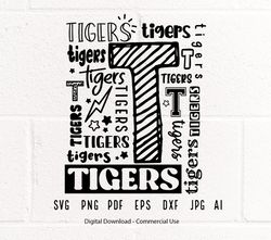Tigers SVG PNG, Tigers Mascot svg, Tigers Typography svg, Tigers Shirt svg, Tigers Love svg, School Spirit svg, Tigi149