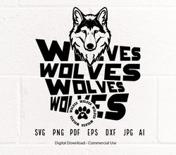 Wolves SVG PNG, Wolves Face svg, Wolves Paw svg, Wolves Mascot svg, Wolves Cheer svg, Wolves Vibes svg, School Spiri158