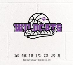 Wildcats SVG PNG, Basketball svg, Wildcats Basketball svg, Wildcats paw svg, Wildcats Pride svg, Wildcats Cheer svgi168