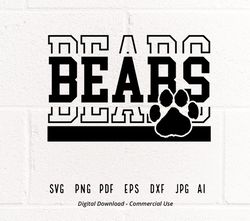 Bears SVG PNG, Bears Paw svg, Bears Mascot svg, Bears Cheer svg, Bears Vibes svg, School Spirit svg, Bears Sport svi183