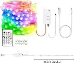 Smart Fairy Lights 9.8ft for 40-55in TV Backlight USB String Lights with Remote 16M Color Changing Dimmable 30 LED for G