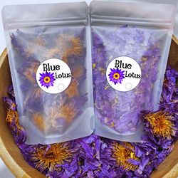 Egyptian Blue Lotus Flowers, Nymphaea Caerulea Organic Whole Flowers and Crushed Flowers