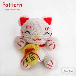 Lucky Cat Maneki Neko amigurumi crochet doll pattern