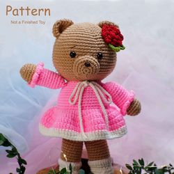 Bear with dress amigurumi crochet pattern