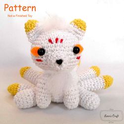 Amigurumi crochet doll pattern Nine tail fox Gumiho for halloween
