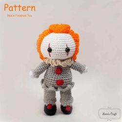 IT clown Pennywise amigurumi crochet toy pattern