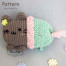 Mermaid Pusheen cat amigurumi crochet doll pattern