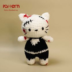Amigurumi crochet doll pattern Zombie Hello Kitty horror