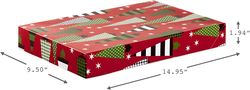christmas gift boxes with lids in assorted designs (pack of 12: trees, stripes, snowmen, holly) red, green and white pat