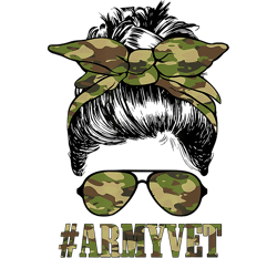 Army Vet Life Messy Bun Camo Print Sunglasses Veterans Day