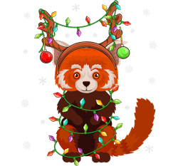 Red Panda Xmas Lighting Reindeer Hat Red Panda Christmas
