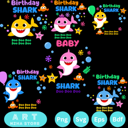 baby shark png bundle 35 files, baby shark clipart, baby shark family png, baby shark birthday png, digital download,