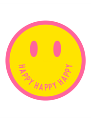 Pink and yellow happy face