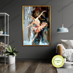 ballerina oil painting art canvas - framed ballet print, ready to hang, wall decor, ballerina gift