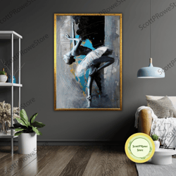 ballet oil painting on canvas, ballet dancer artwork, ready to hang, framed ballerina wall art, dance studio decoration