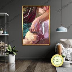 Beautiful Nude Woman Watercolor Painting On Canvas, Wall Art, Female Figure Art, Sensual Decor, Erotic Home Decor
