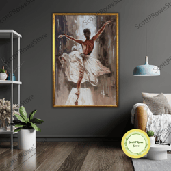 ballet art canvas print, ready to hang, ballerina wall decor, framed canvas, dance studio decor