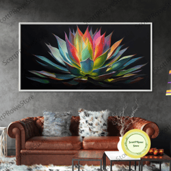 Agave Cactus Art, Modern And Colorful Art, Rainbow Agave Art, Plant Decor, Contemporary Art, Ready To Hang, Large Print,