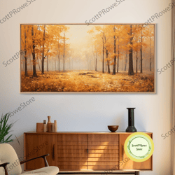 Fall Centerpiece, Beautiful Forest In Early Autumn, Landscape Framed Canvas Print Painting, Wall Art, Wall Decor, Autumn