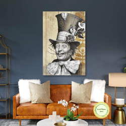 Salvador Dali Art, Alice In Wonderland Movie Poster, Mad Hatter Wall Decor, Roll Up Canvas, Stretched Canvas Art, Framed