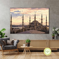 Sultan Ahmet Mosque Blue Masque Istanbul Turkey Turkey Roll Up Canvas, Stretched Canvas Art, Framed Wall Art Painting