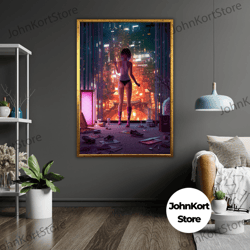 framed canvas ready to hang, romantic kissing couple art canvas, framed wall decor, ready to hang canvas print, love gif