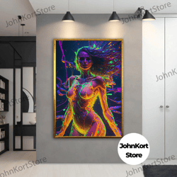 framed canvas ready to hang, colorful ballerina canvas, effect ballerina girl print, ballerina wall art, ballerina canva