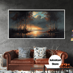 Moody Landscape Painting, Canvas Print, Framed Wall Art, Wall Decor, Vintage Style Art, Vintage Wall Art, Antique Reprod