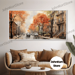 New York City In The Fall, Framed Canvas Print, Nyc Decor, Fall Centerpiece, Watercolor Painting, City Painting, Fall Wa
