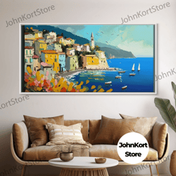 Positano Canvas Print Art, Framed Art, Amalfi Coast, Seascape Painting, Impressionist Art, Living Room Decor, Large Wall