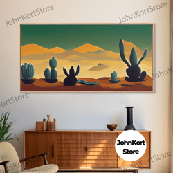 Pueblo Style Wall Art, Arizona And Desert Cactus, Canvas Print