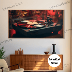 retro record player art, framed canvas print, eclectic decor, vinyl record player photography print, unique wall art