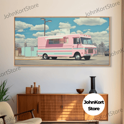 retro vaporwave ice cream truck, framed canvas print, vintage style decor, photography print, fine art print, eclectic d