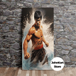 Bruce Lee Fan Art, Inspirational Art, Famous People Art, Gift for Men, Wall Poster, Canvas Art, Canvas Print, Ready to H