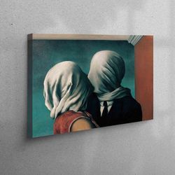 gift for her, halloween decor art, gift for him, personalized teacher gift, rene magritte the lovers wall hanging, the l