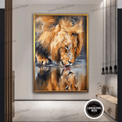 decorative wall art, lion wall art, lion canvas art, animal wall art, canvas wall art, modern wall art, animal canvas pr