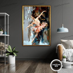 decorative wall art, ballerina oil painting art canvas - framed ballet print, ready to hang, wall decor, ballerina gift