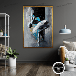 decorative wall art, ballet oil painting on canvas, ballet dancer artwork, ready to hang, framed ballerina wall art, dan