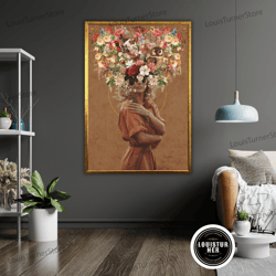 decorative wall art, blossoms and wings art canvas, floral wall decor, nature inspired painting, floral canvas, gift for