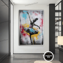 decorative wall art, ballerina canvas, colorful ballerina girl painting,ballerina wall art, home decor, ballerina canvas