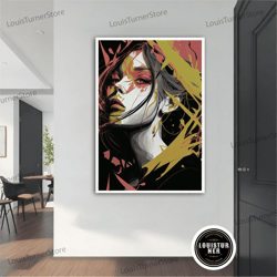 Decorative Wall Art, Colorful Woman Canvas, Woman Canvas, Woman Home Decor ,Woman Portrait